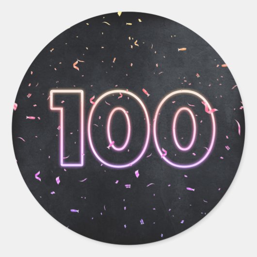 100e verjaardag Neon Sign On BlackSti Ronde Sticker (Voorkant)