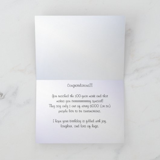 100e verjaardag nummer patroon blauw en wit kaart (Binnen)