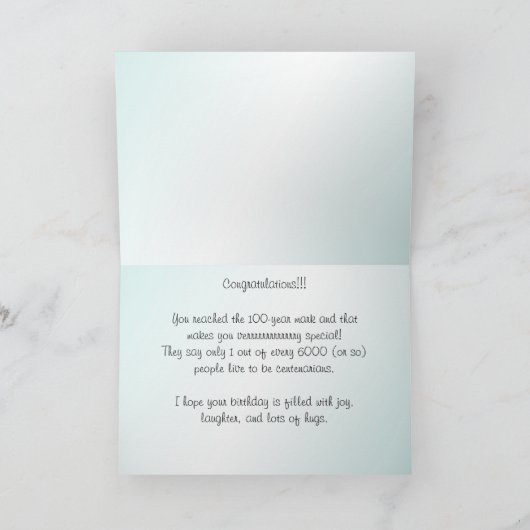100e verjaardag nummer Patroon Blauwgroen en wit Kaart (Binnen)