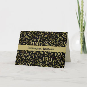 100e verjaardag nummer Patroon Goud en Zwart Kaart