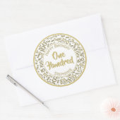 100e verjaardag nummer patroon goud/wit 100 ronde sticker (Envelop)