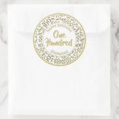 100e verjaardag nummer patroon goud/wit 100 ronde sticker (Tas)