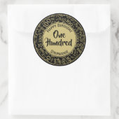 100e verjaardag nummer patroon zwart/goud 100 ronde sticker (Tas)