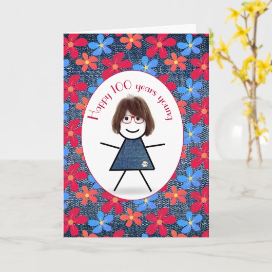 100e verjaardag op Denemarken Kaart (Gele Bloem)