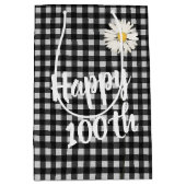 100e verjaardag op Gingham Medium Gift Bag Cadeauzakje (Voorkant)