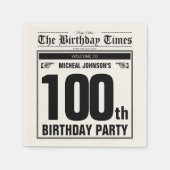 100e Verjaardag Oude Krant  Custom Party Servet (Voorkant)