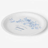 100e Verjaardag Party Blauw Roos Bloemen Custom Papieren Bordje (Gekanteld)