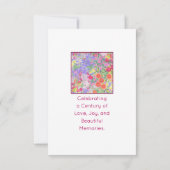 100e Verjaardag Party Bloemen Modern 100 Bedankkaart (Achterkant)