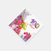 100e Verjaardag Party Bloemen Modern 100 Servet (Hoek)
