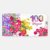 100e Verjaardag Party Bloemen Modern 100 Spandoek (Horizontaal)