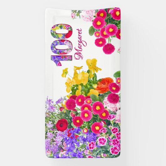 100e Verjaardag Party Bloemen Modern 100 Spandoek (Verticaal)