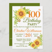 100e Verjaardag Party Bloemen Zonnebloem Kaart (Voorkant / Achterkant)