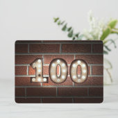100e verjaardag Party-markquee verlichting op baks Kaart (Staand voorkant)