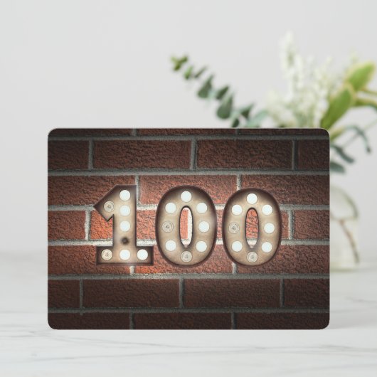 100e verjaardag Party-markquee verlichting op baks Kaart (Staand voorkant)