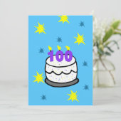 100e verjaardag Party uitnodiging 100 kaars taart (Staand voorkant)