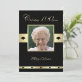 100e verjaardag Party uitnodiging foto 100e (Staand voorkant)