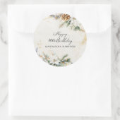 100e Verjaardag Party Witte Winter Bloemen Custom Ronde Sticker (Tas)
