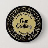 100e verjaardag Pattern Gold en Black Ronde Button 7,6 Cm (Voorkant)