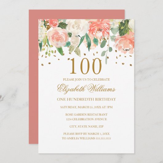 100e verjaardag Perzische uitnodiging (Voorkant / Achterkant)