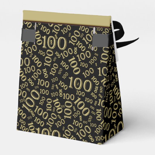 100e verjaardag Random Number Pattern Black/Gold Bedankdoosjes (Achterkant)