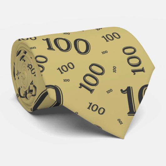 100e verjaardag Random Number Pattern Black/Gold Stropdas (Opgerold)