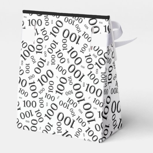 100e verjaardag Random Number Pattern Black/White Bedankdoosjes (Achterkant)
