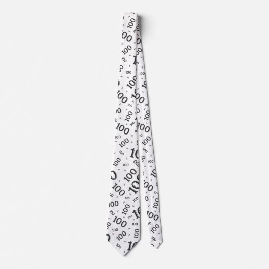 100e verjaardag Random Number Pattern Black/White Stropdas (Voorkant)