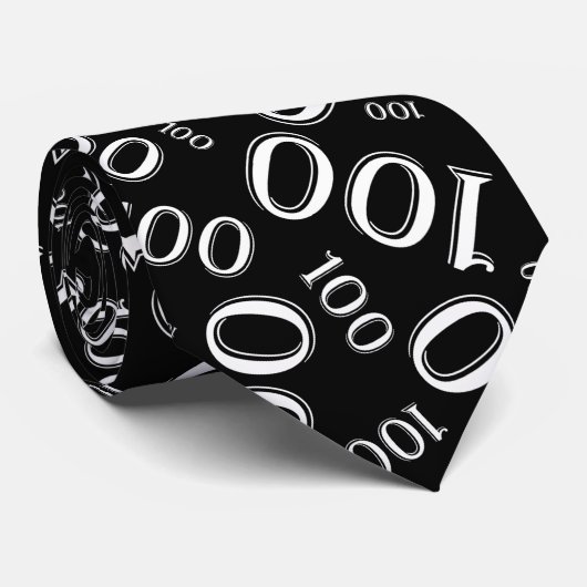 100e verjaardag Random Number Pattern Black/White Stropdas (Opgerold)
