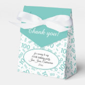 100e verjaardag Random Number Pattern Blauwgroen/W Bedankdoosjes (Voorkant Zijde)