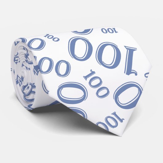 100e verjaardag Random Number Pattern Blue Stropdas (Opgerold)