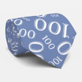 100e verjaardag Random Number Pattern Blue Stropdas (Opgerold)