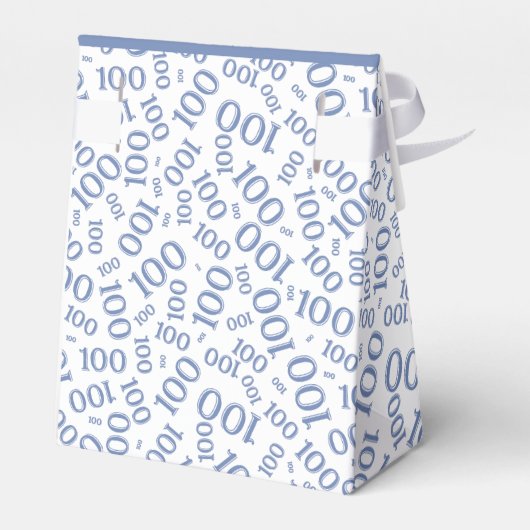 100e verjaardag Random Number Pattern Blue/White Bedankdoosjes (Achterkant)