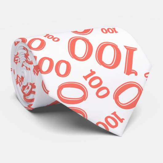 100e verjaardag Random Number Pattern Coral Stropdas (Opgerold)