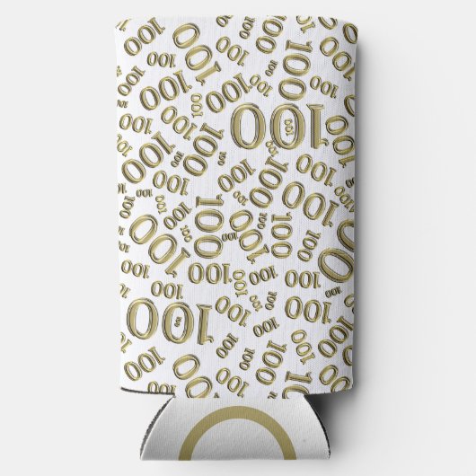 100e verjaardag Random Number Pattern Gold Seltzer Blikjeskoeler (Achterkant)