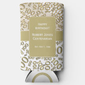 100e verjaardag Random Number Pattern Gold Seltzer Blikjeskoeler (Voorkant)