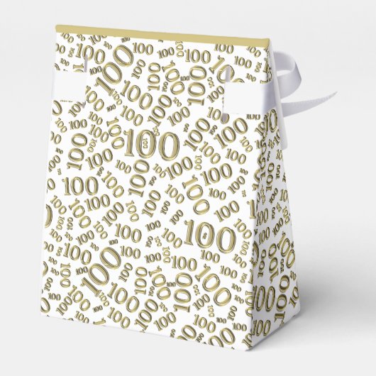 100e verjaardag Random Number Pattern Gold/White Bedankdoosjes (Achterkant)