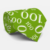 100e verjaardag Random Number Pattern Green Stropdas (Opgerold)