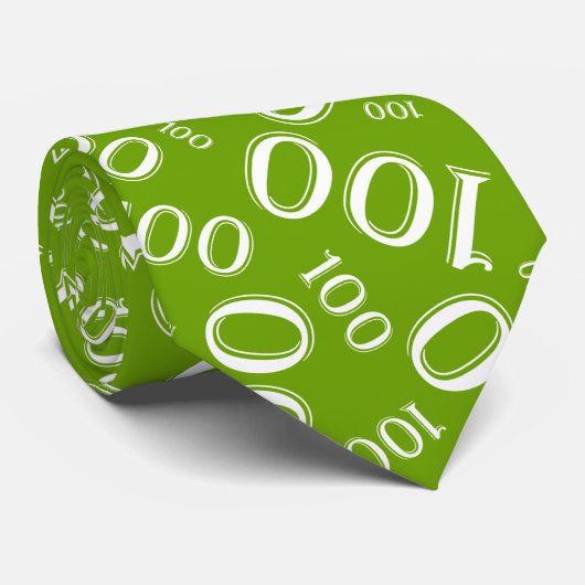 100e verjaardag Random Number Pattern Green Stropdas (Opgerold)