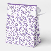 100e verjaardag Random Number Pattern Paars/White Bedankdoosjes (Achterkant)