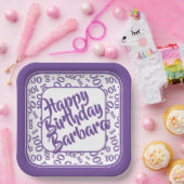 100e verjaardag Random Number Pattern Paars/White Papieren Bordje (Feest)