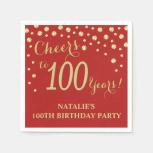 100e verjaardag Red en Gold Diamond Napkins Servet