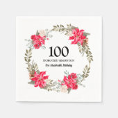 100e verjaardag Red Floral Poinsettia Wreath Servet (Voorkant)