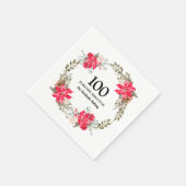100e verjaardag Red Floral Poinsettia Wreath Servet (Hoek)