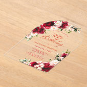 100e Verjaardag Red Rose Pink Peony Bloemenboog Acryl Uitnodigingen (Laagn)
