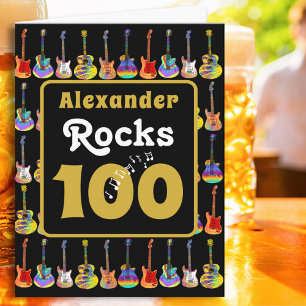 100e verjaardag Retro Groovy Gitaar Gepersonalisee Kaart