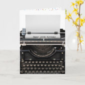 100e verjaardag Retro Typewriter Kaart (Gele Bloem)