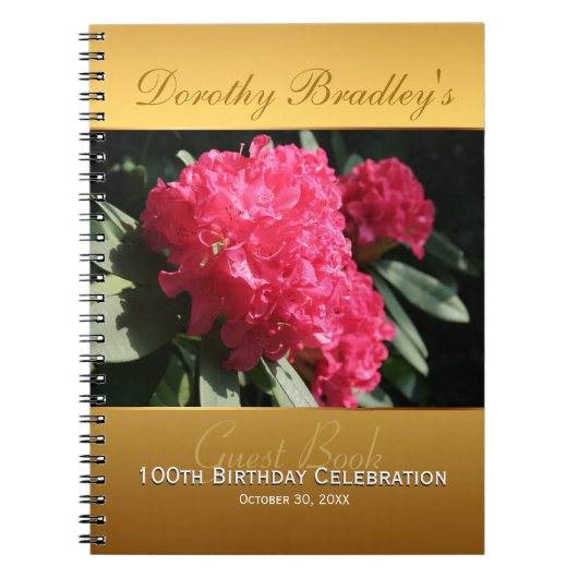 100e verjaardag Rhododendron Guest Book Notitieboek (Voorkant)