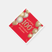 100e verjaardag Rode en gouden ballonnen van de pa Servet (Hoek)