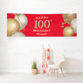 100e verjaardag Rode en gouden ballonnen van de pa Spandoek (Insitu)