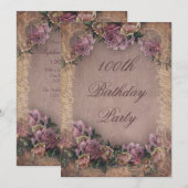 100e verjaardag Romantische  Rozen en kant Kaart (Voorkant / Achterkant)